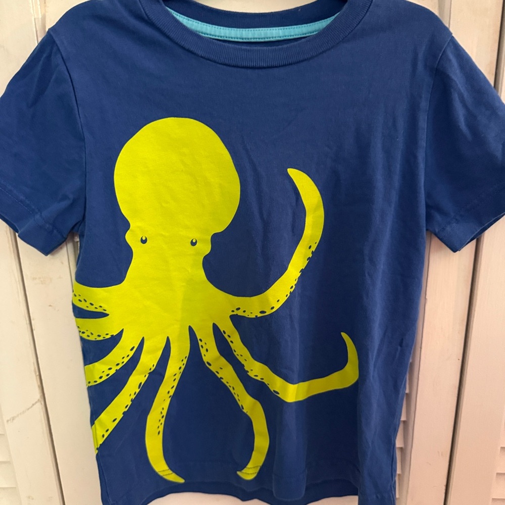 Mini Boden Blue Tee with Yellow Octopus